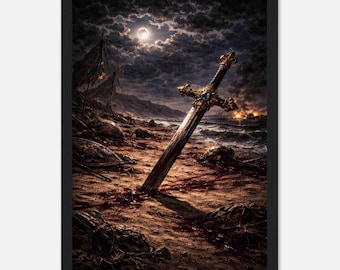 Royal Sword A4 Canvas Print – Symbol of power and sacrifice