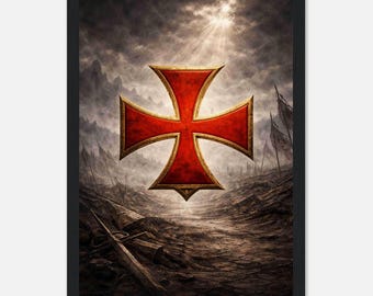 Red Cross Pattée A4 Canvas Print – Medieval Symbol & Spiritual Power