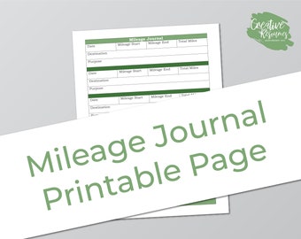 Mileage Tracker Printable