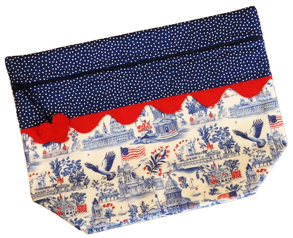 Lil' Big Bottom Patriotic Toile Cross Stitch Bag