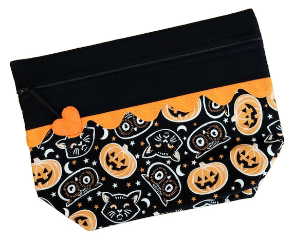 Lil' Big Bottom Retro Cats Owls Halloween Cross Stitch Bag