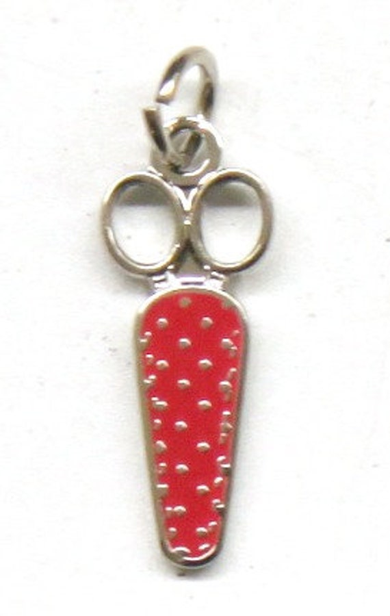 Exclusive Polka Dot Scissor 1/2" Enamel Charm