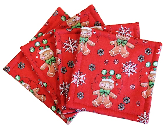 Glittery Gingerbread Man Coaster Set