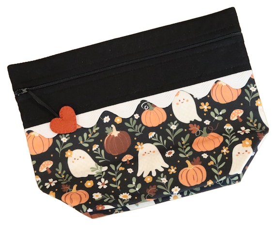Lil Big Bottom Ghosts and Pumpkins Cross Stitch Project Bag