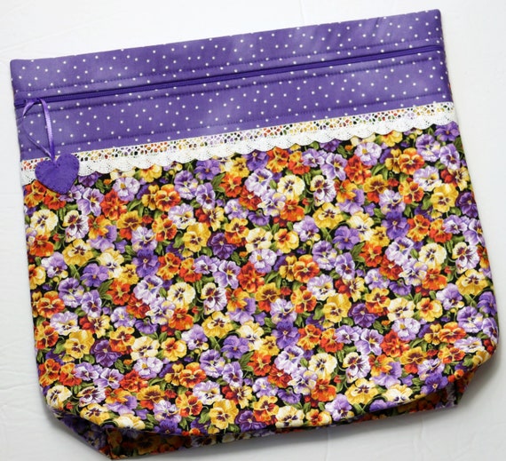 MORE2LUV Pansies Project Bag