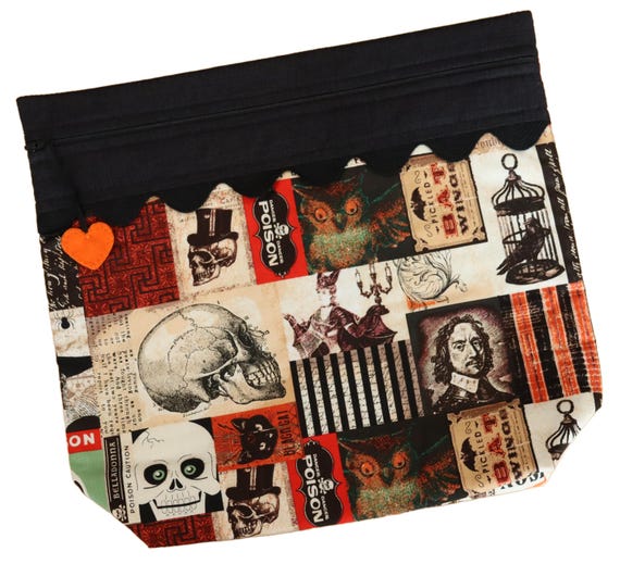 MORE2LUV Spooky Patchwork Cross Stitch Project Bag RTS