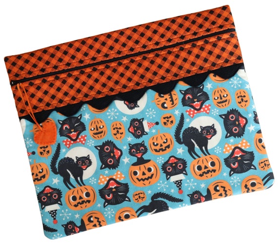 Retro Halloween Cats Cross Stitch Project Bag