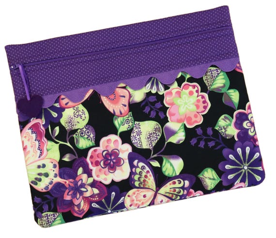 Purple Midnight Floral Cross Stitch Project Bag RTS