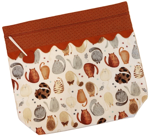 MORE2LUV Fat Cat & Mouse Cross Stitch Project Bag