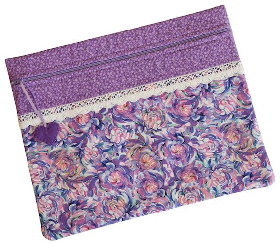 Lavender Floral Gold Metalic Cross Stitch Project Bag