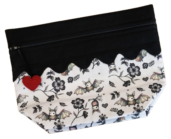 Lil Big Bottom Small Bats & Hearts Cross Stitch Bag RTS