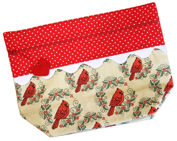 Lil' Big Bottom Cardinal Wreaths Cross Stitch Bag RTS