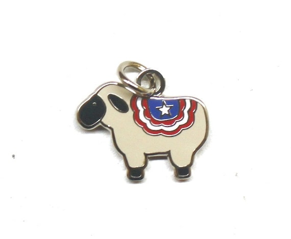 Exclusive Primitive Patriotic Sheep 1/2" Enamel Charm