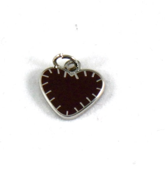 Exclusive Deep Primitive Red Stitched Heart 1/2" Enamel Charm