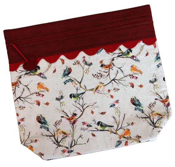 MORE2LUV Watercolor Fall Birds Cross Stitch Project Bag RTS
