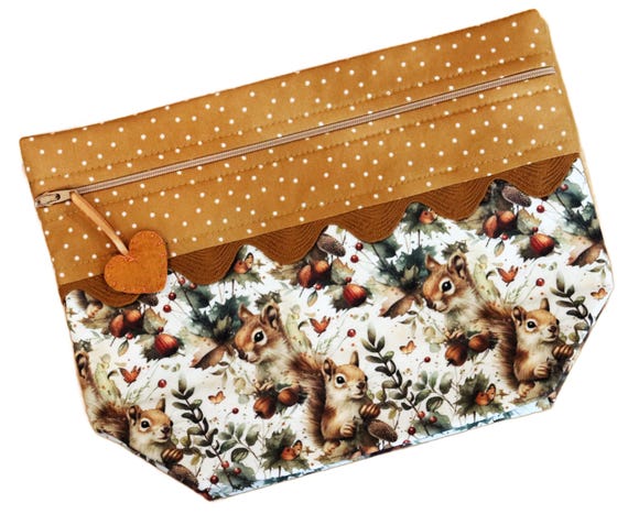Lil' Big Bottom Squirrels and Acorns Cross Stitch Bag
