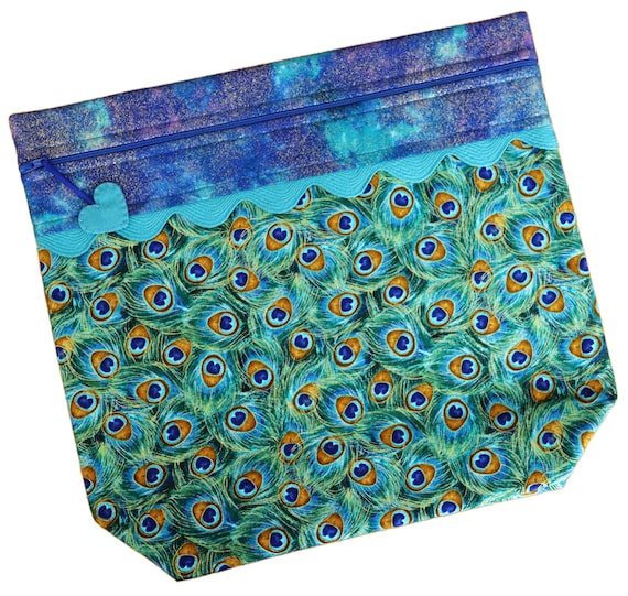 MORE2LUV Metallic Peacock Feathers Cross Stitch Project Bag