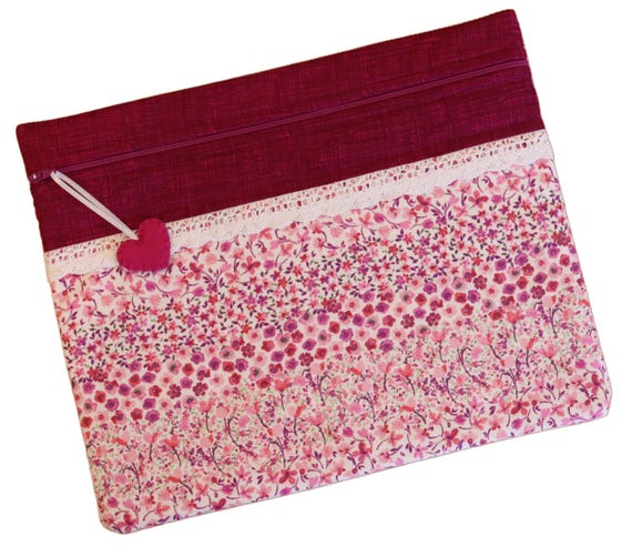 Bright Pink Floral Cross Stitch Project Bag