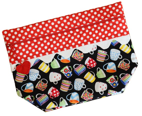 Lil' Big Bottom Coffee Cups Cross Stitch Bag RTS