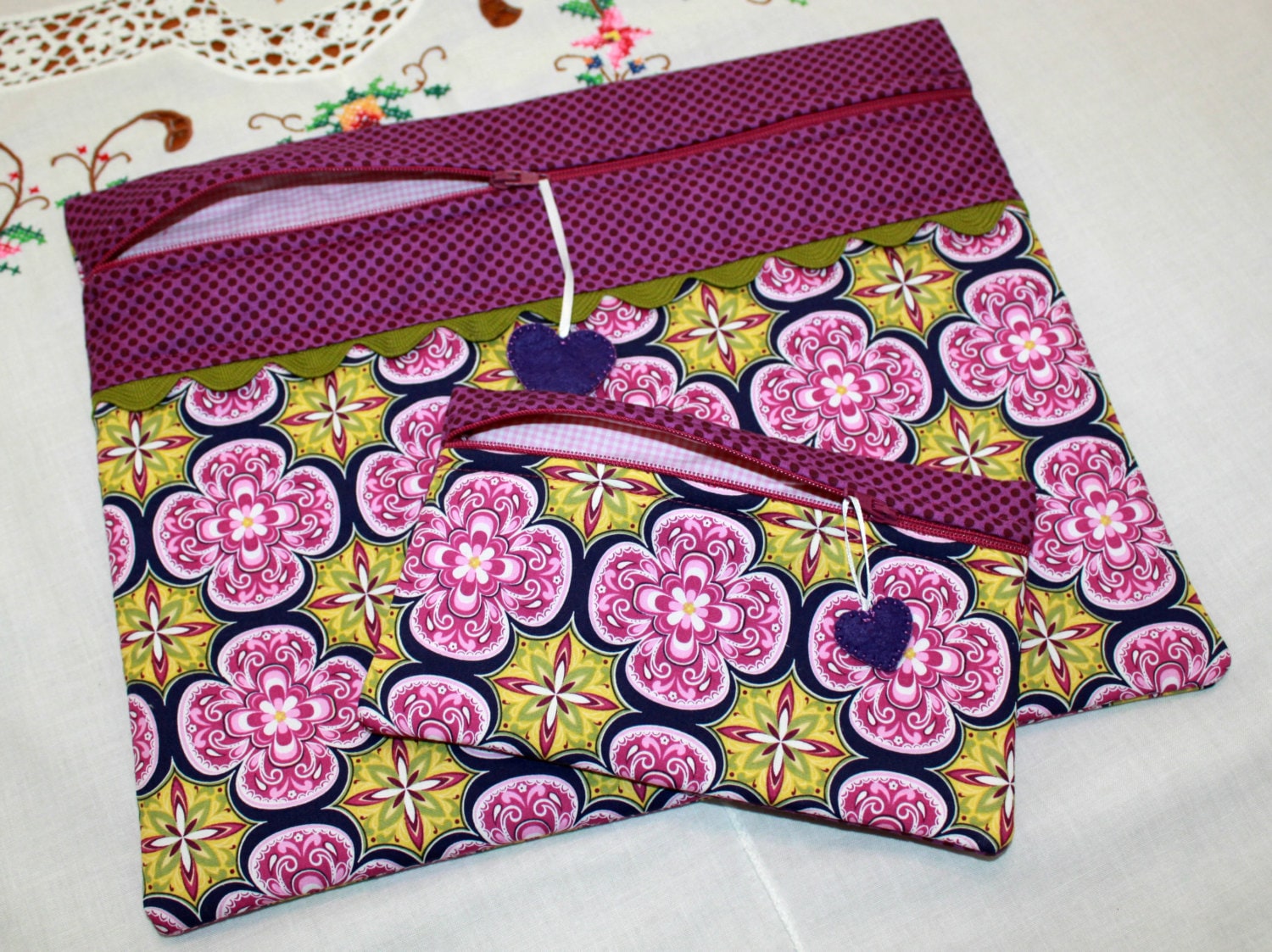 Vintage Doilies Cross Stitch Project Bag