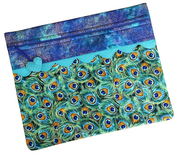 Metallic Peacock Feathers Cross Stitch Project Bag