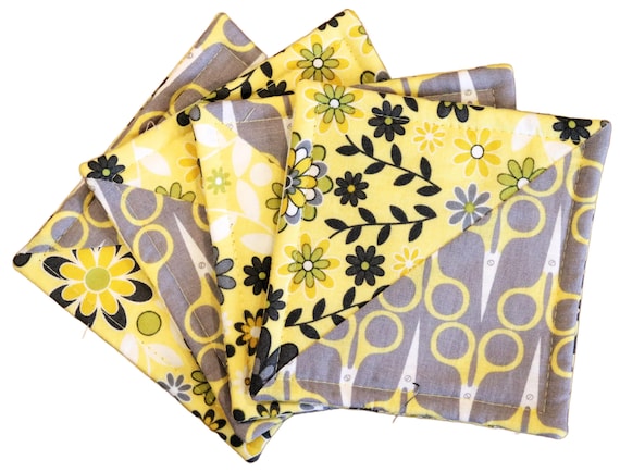 Scissors and Flowers Coaster Set