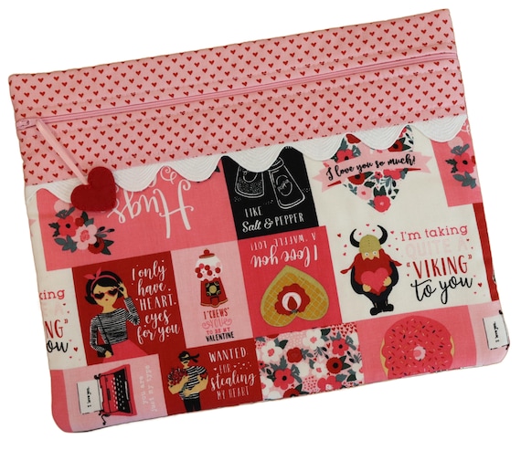 Valentine Squares Cross Stitch Project Bag RTS