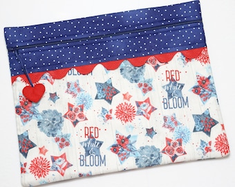 Rot, Weiß & Blüte Kreuzstich Projekttasche