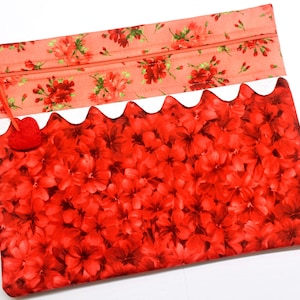 Red Geraniums Cross Stitch Project Bag