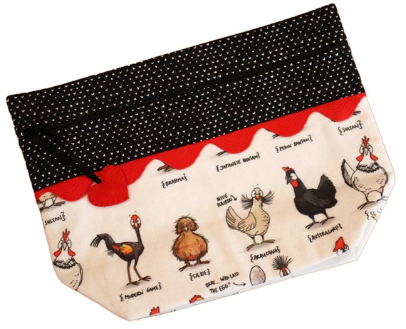 Lil' Big Bottom I Heart Chickens Cross Stitch Bag RTS