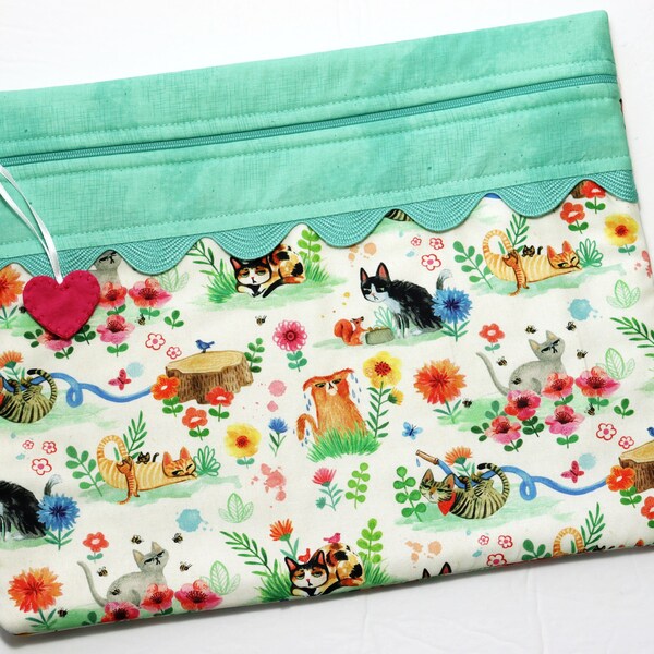 Garden Cats Cross Stitch Project Bag