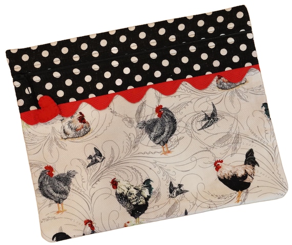 Vintage Roosters Cross Stitch Project Bag RTS
