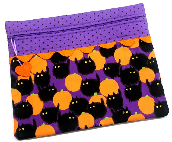 Poofy Scaredy Cats Cross Stitch Project Bag