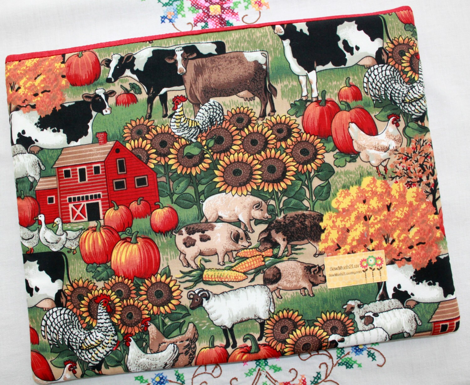 Autumn Farm Cross Stitch, Sewing, Embroidery Project Bag