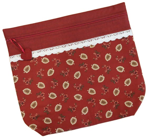 MORE2LUV Fall Leaves and Flowers Cross Stitch Project Bag