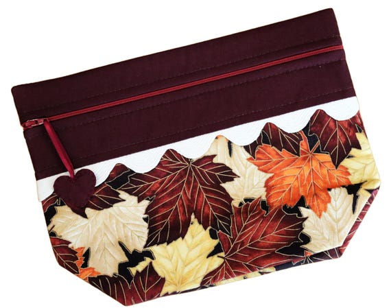 Lil' Big Bottom Golden Maple Leaves Cross Stitch Bag