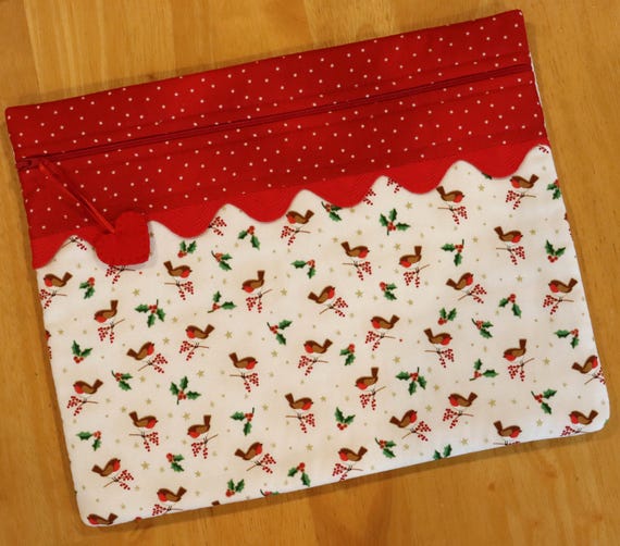 Chubby Winter Birds Metallic Gold Cross Stitch Project Bag