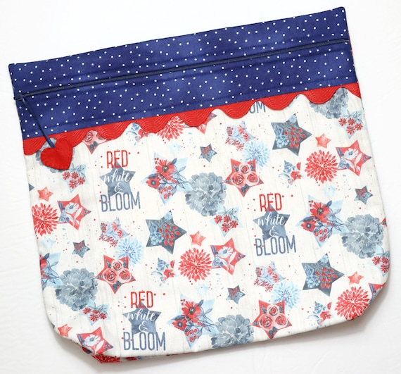 MORE2LUV Red, White & Bloom Cross Stitch Project Bag