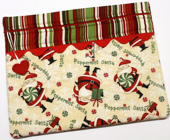 Peppermint Santa Cross Stitch Project Bag