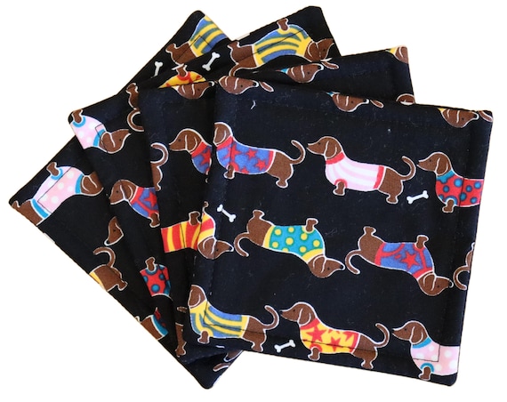 Colorful Doxies Coaster Set