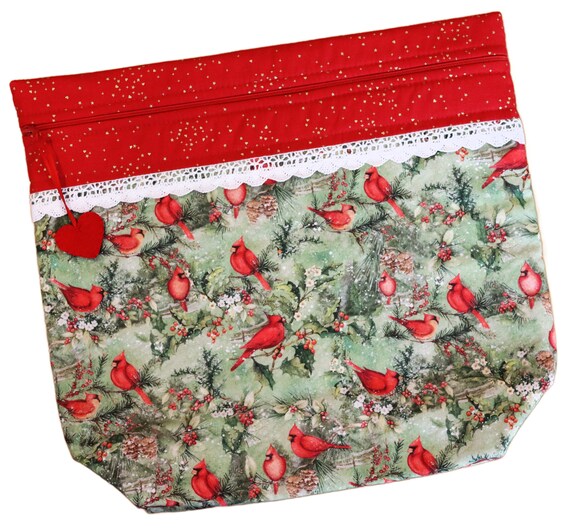 MORE2LUV Cardinals in the Pines Cross Stitch Project Bag