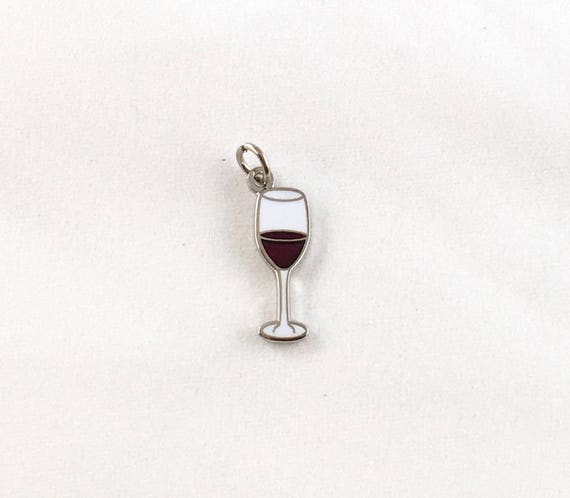 Wine Glass 1/2" Enamel Charm