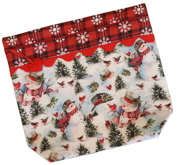 MORE2LUV Snowman & Cardinals Cross Stitch Project Bag