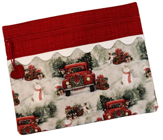 Xmas Pups & Trucks Cross Stitch Project Bag