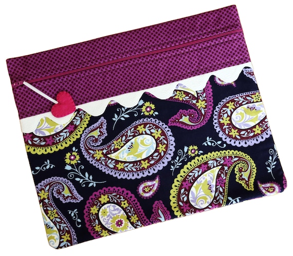 Purple Paisley Cross Stitch Project bag RTS