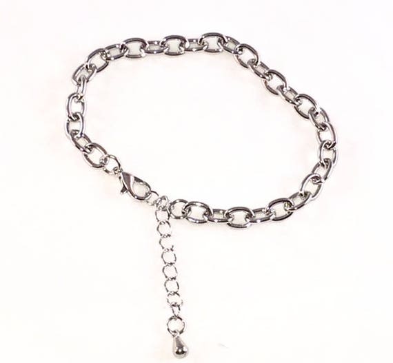 Rhodium Plated Adjustable Charm Bracelet