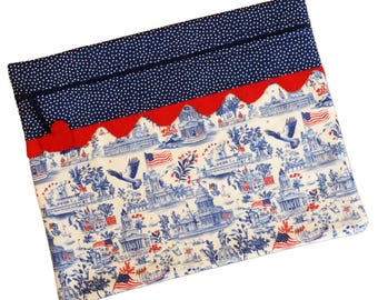 Patriotic Toile Cross Stitch Project Bag