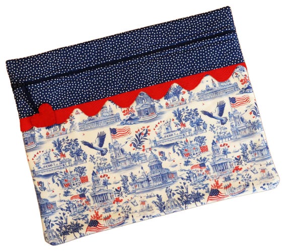 Patriotic Toile Cross Stitch Project Bag
