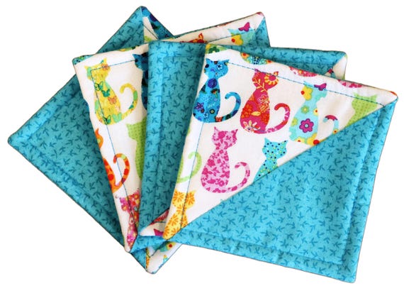 Bright Calico Kitties Coaster Set