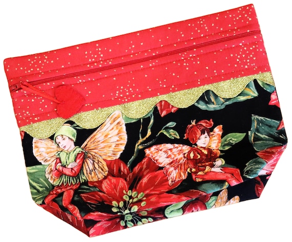 Lil' Big Bottom Poinsettia Pixies Cross Stitch Bag RTS